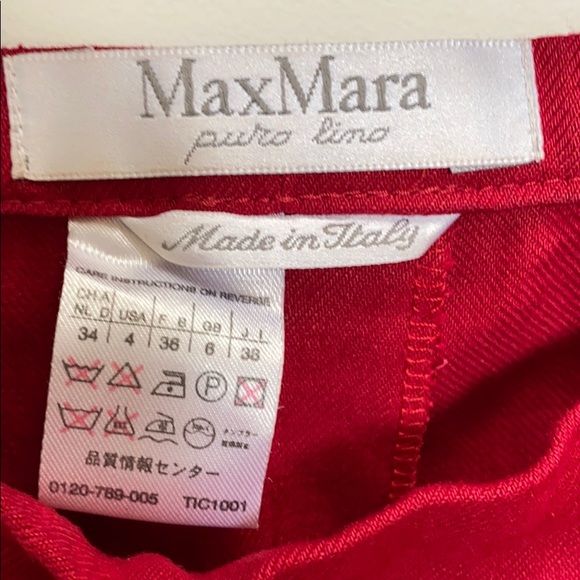 Max Mara red linen ankle pants - Picture 5 of 5